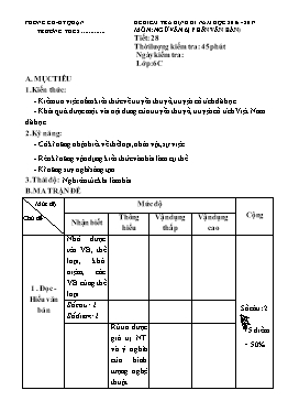 Đề kiểm tra định kì Ngữ văn lớp 6 - Năm học 2016-2017